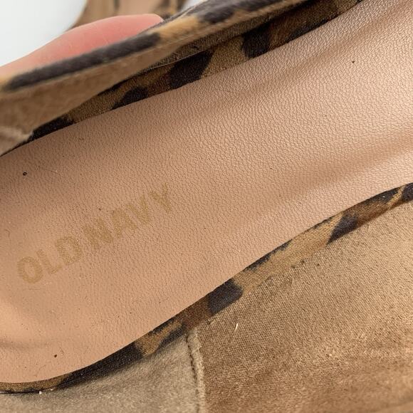 Old Navy Leopard Print Faux Suede Pointed Toe Ballet Flats Size 10 Womens Brown - Picture 6 of 8